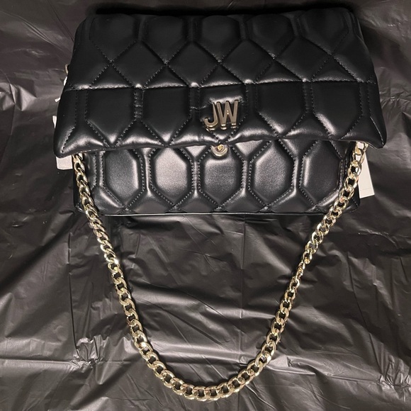 NWT!! Jason Wu Purse Black With Gold Metal Strap & Quilted Vegan Leather! - Picture 3 of 6